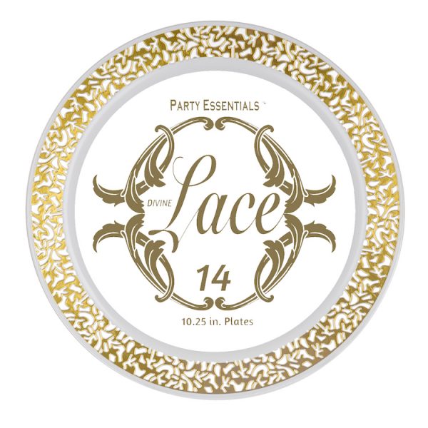 Lace Plate - White w/ Gold Edge