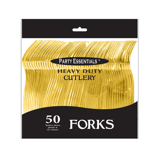 Gold Plastic Cutlery 50ct