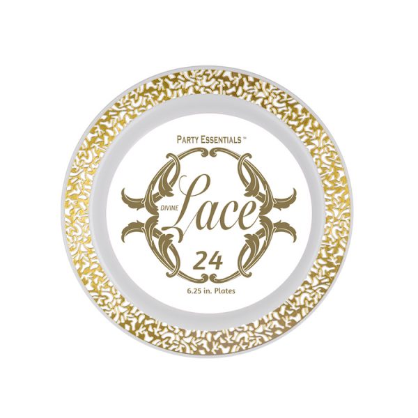 Lace Plate - White w/ Gold Edge