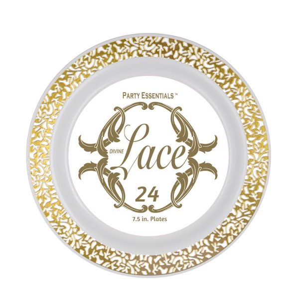 Lace Plate - White w/ Gold Edge