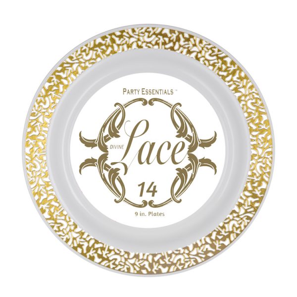 Lace Plate - White w/ Gold Edge