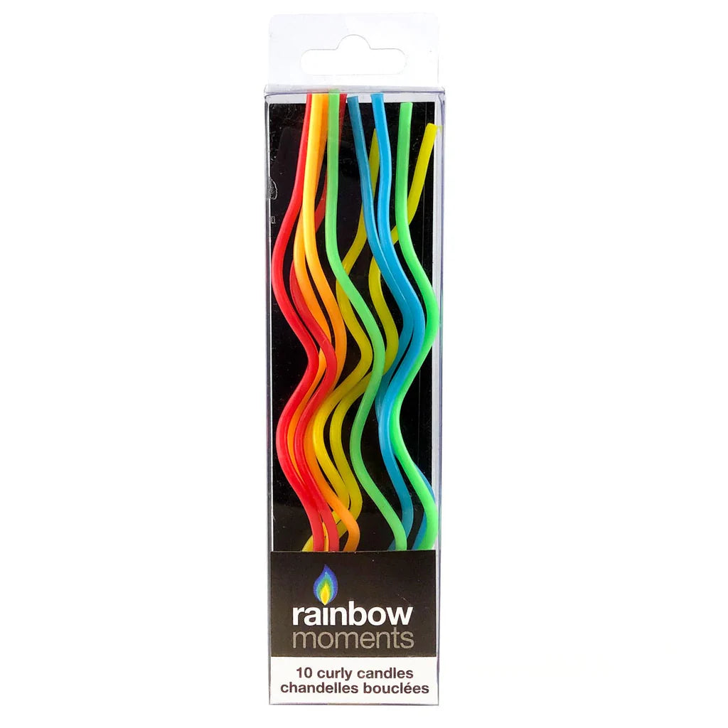 Slim Curly Candles - Rainbow 10ct