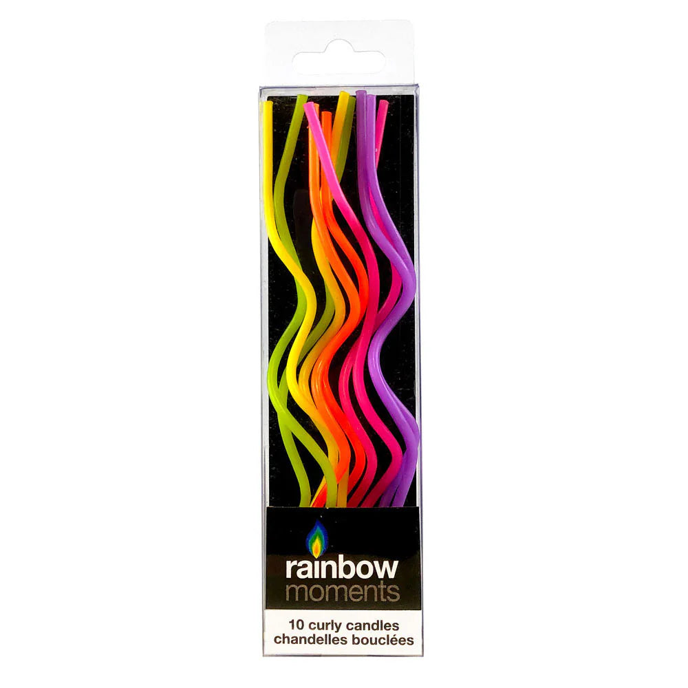 Slim Curly Candles - Neon 10ct