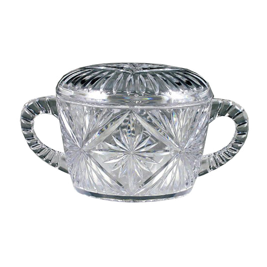 Clear Plastic Crystal Cut Sugar Bowl w/Handle