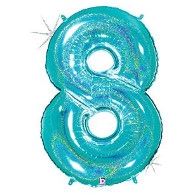 34in Number Balloons: Holographic Turquoise