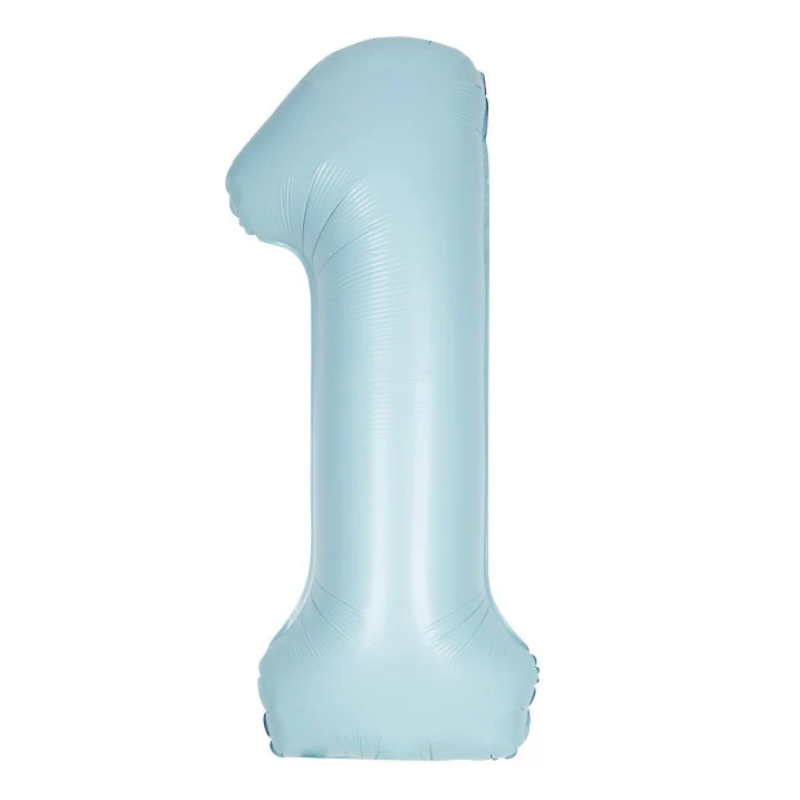 34in Number Balloons: Light Blue Matte