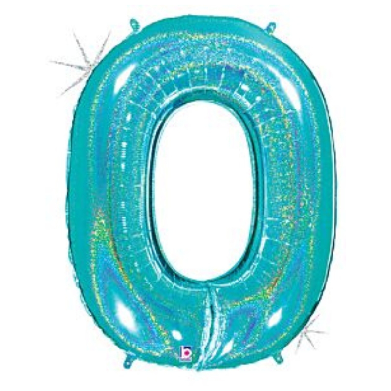 34in Number Balloons: Holographic Turquoise