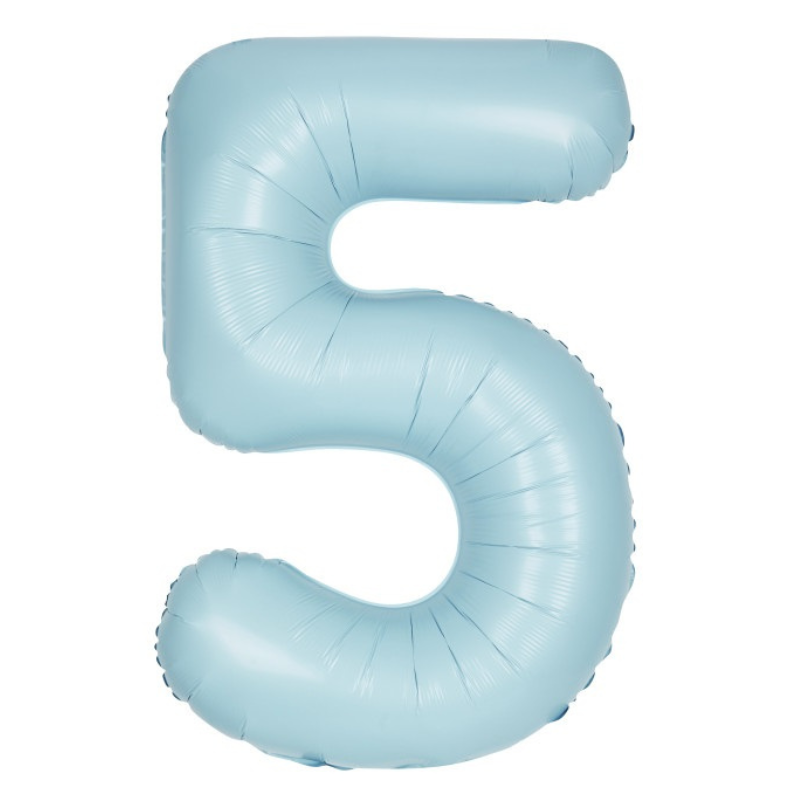 34in Number Balloons: Light Blue Matte