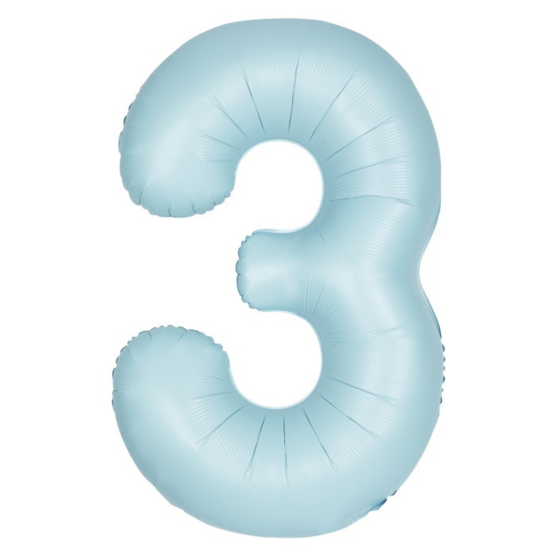 34in Number Balloons: Light Blue Matte