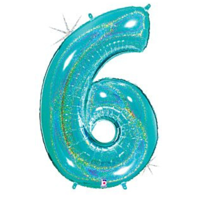 34in Number Balloons: Holographic Turquoise