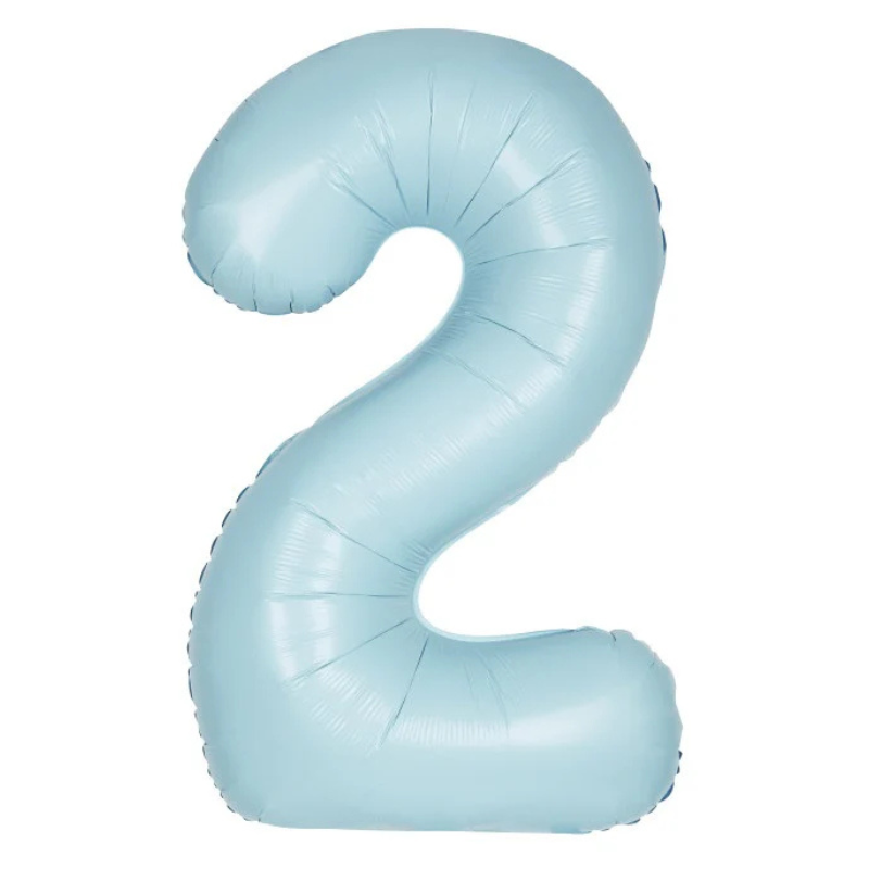 34in Number Balloons: Light Blue Matte