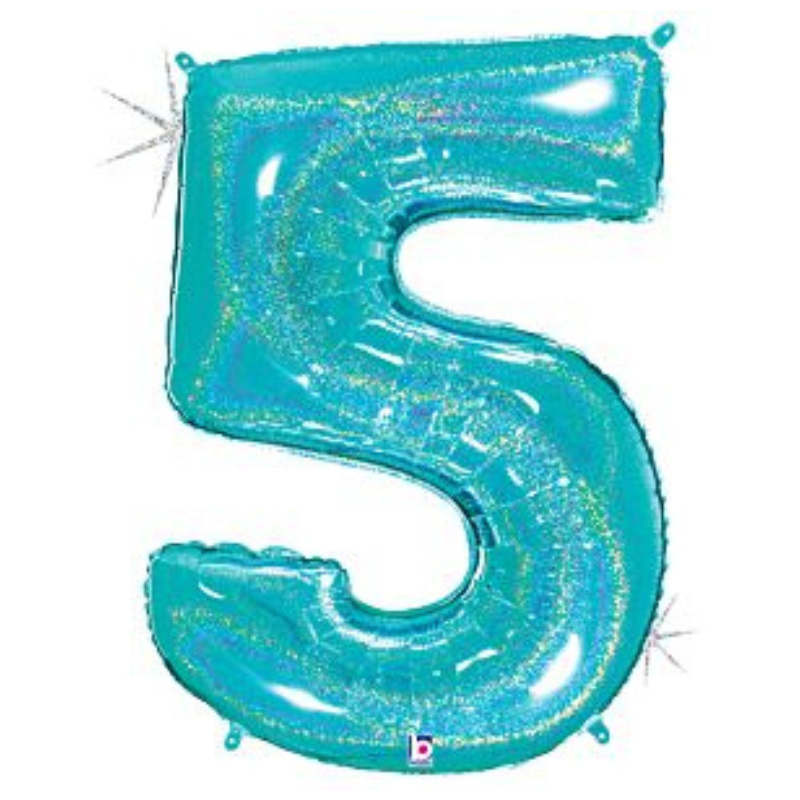 34in Number Balloons: Holographic Turquoise