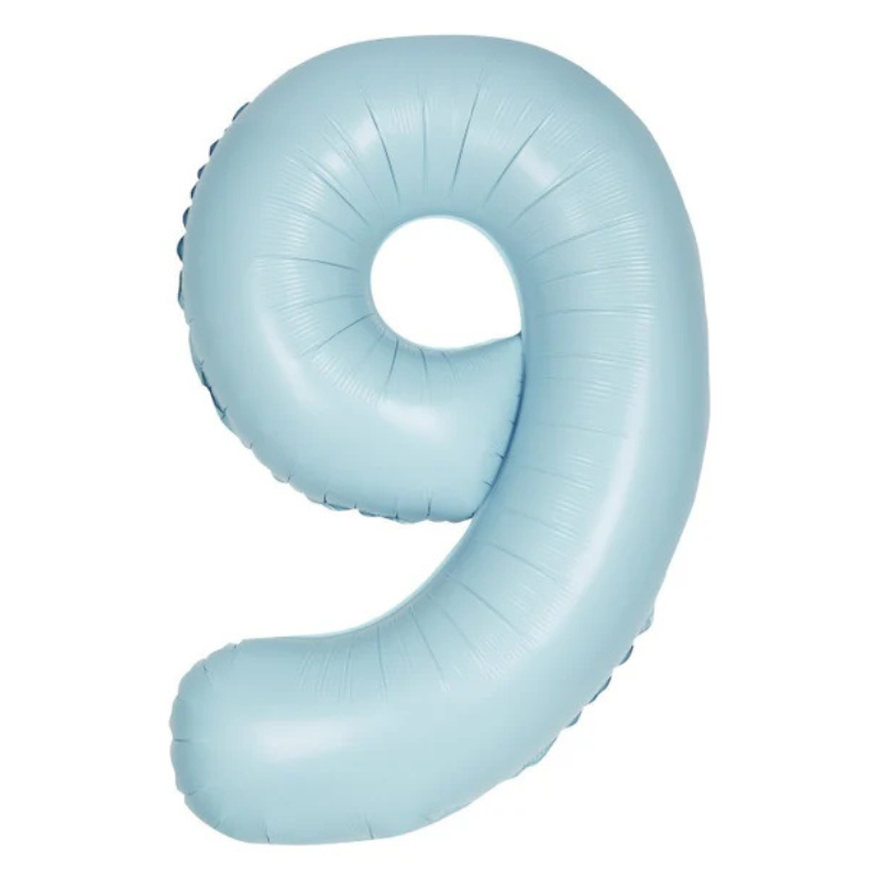 34in Number Balloons: Light Blue Matte