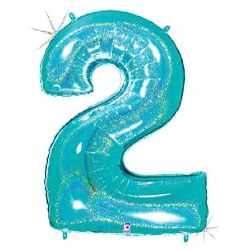 34in Number Balloons: Holographic Turquoise