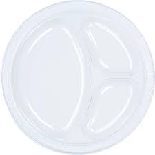 Clear 10in Divided Plastic Plates 20ct